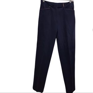 Lauren Ralph Lauren dress pants size 6 faux leather framing navy brown